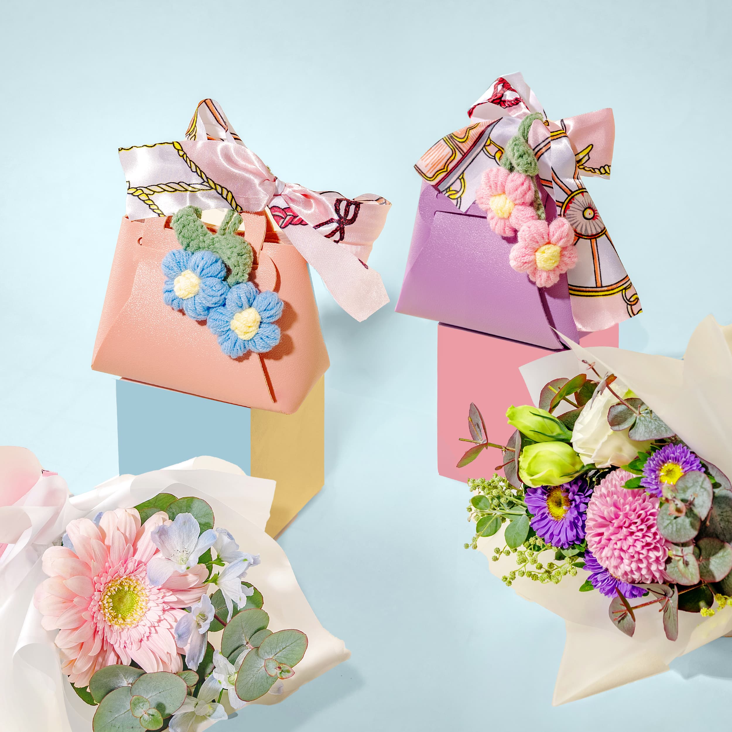 Petite Charm Gift Set (Twilly Bags With Flowers)