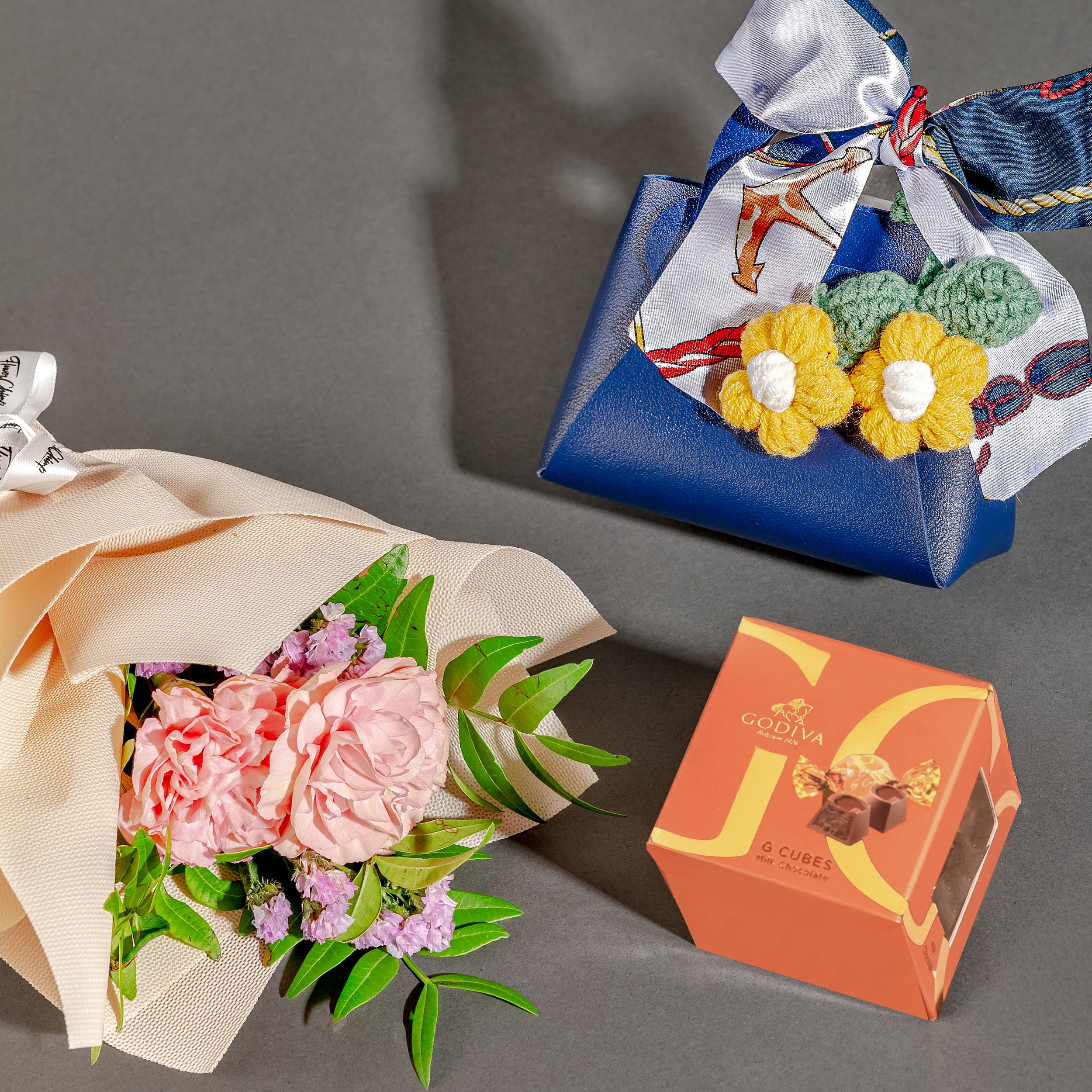 Petite Mystique Gift Set (Twilly Bag With Flowers, Chocolate & Charm)